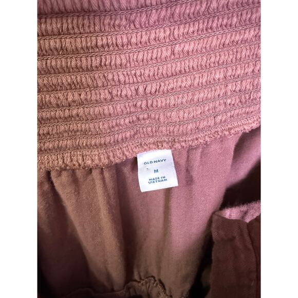 Old Navy Button-Front Sleeveless Jumpsuit Brown Gauze Cropped M - Picture 3 of 4